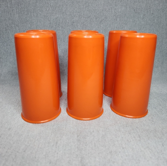 Tupperware 10 oz Vintage Orange Drinking Cups Set of 6 - Picture 6 of 6